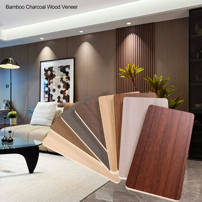 High-quality PVC Wood Veneer Wall Panels Fireproof Fire-Retardant Bamboo Charcoal Wood Veneer Panels For Living Room TV Background Walls