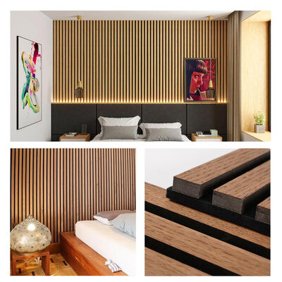 Hot Selling Wooden Slat Acoustic Panel MDF+Polyester Fiber Sound Proofing Panels
