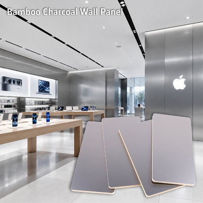 Factory Wholesale Bamboo Charcoal Wood Veneer Apple Store Style Decorative Metal Wall Panels
