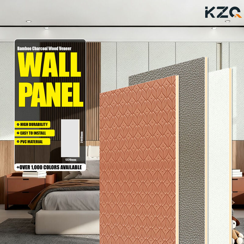 Customized Solid Color Texture Wall Panel Bamboo Charcoal Wood Veneer For Hotel Decoration